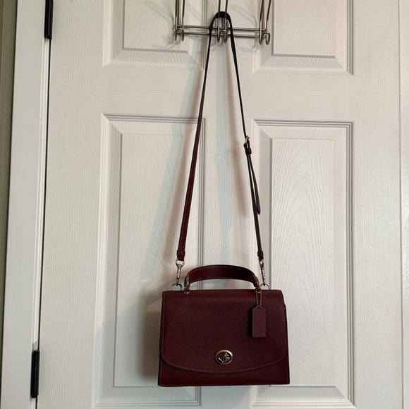 Burgundy Coach Tilly Top Handle Leather Satchel F76618 - Picture 12 of 12